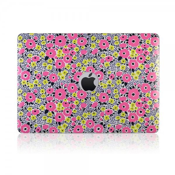 MacBook Pro 13 Touch Bar (A1706 A1708 A1989 A2159) Suojakuori Kovamuovi Vaaleanpunainen Keltainena Blommor
