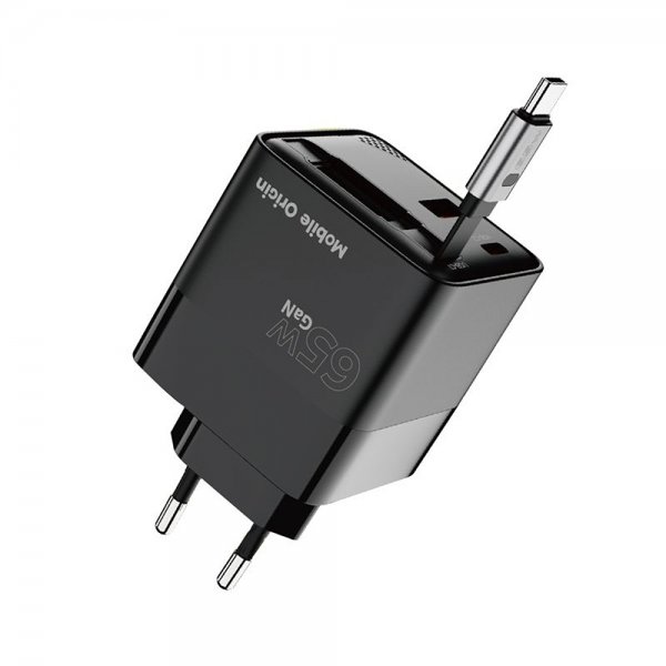 Laturi Display GaN 65W Sisäänrakennettu Usb-C-Kaapeli
