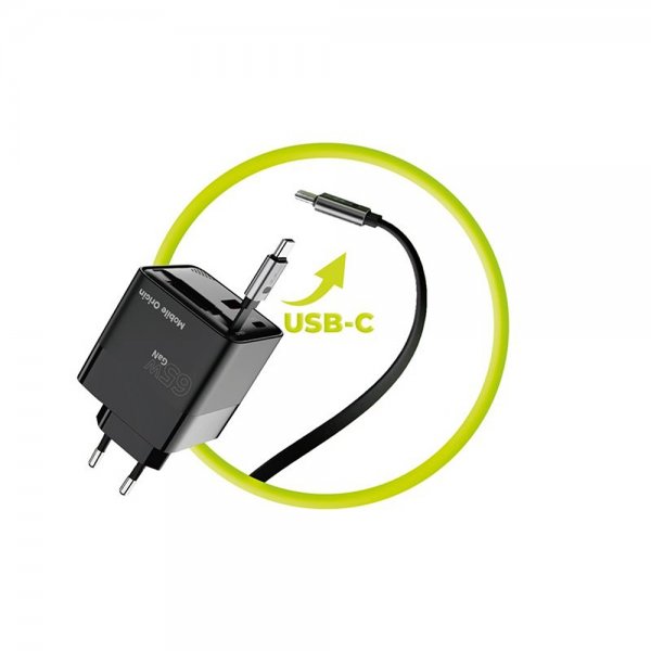 Laturi Display GaN 65W Sisäänrakennettu Usb-C-Kaapeli