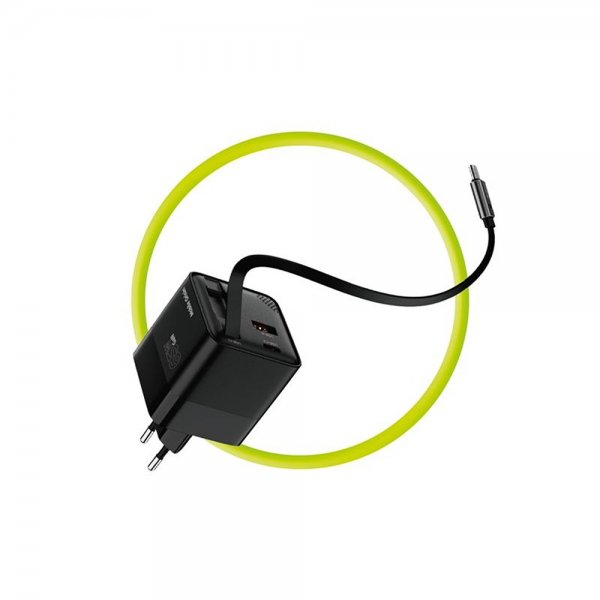Laturi Display GaN 65W Sisäänrakennettu Usb-C-Kaapeli