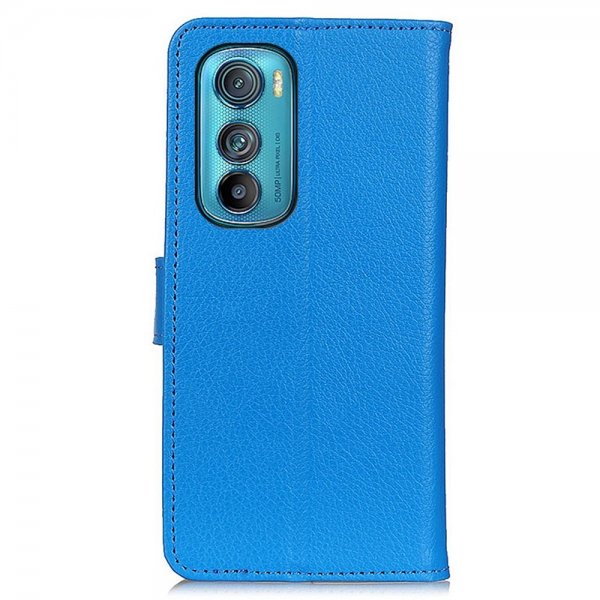Motorola Edge 30 Kotelo Litchi Sininen