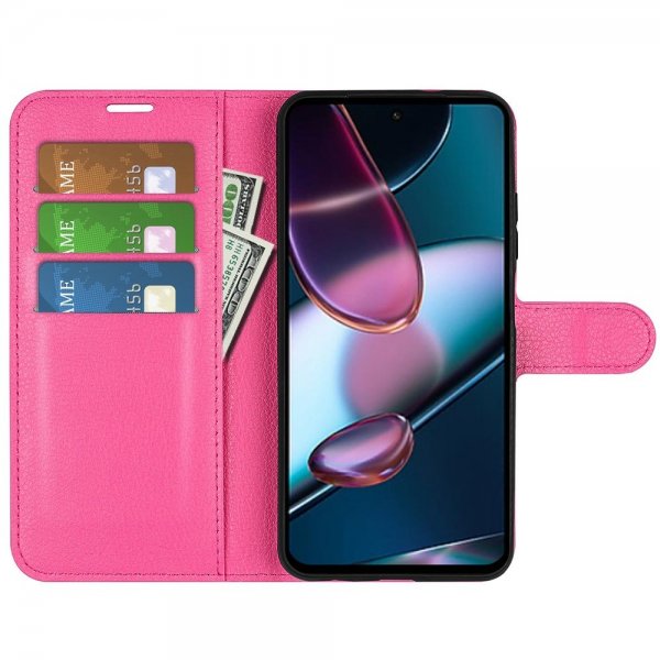 Motorola Edge 30 Kotelo Litchi Magenta