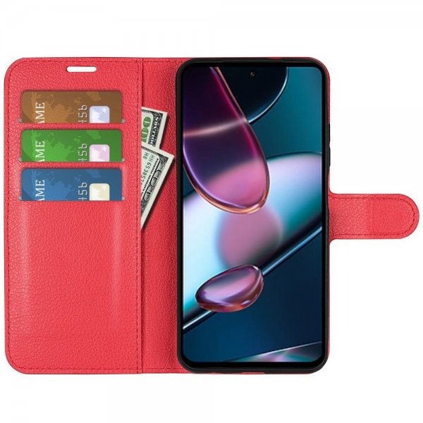 Motorola Edge 30 Kotelo Litchi Punainen