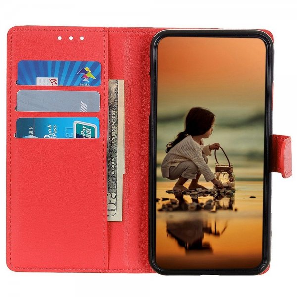 Motorola Edge 30 Kotelo Litchi Punainen