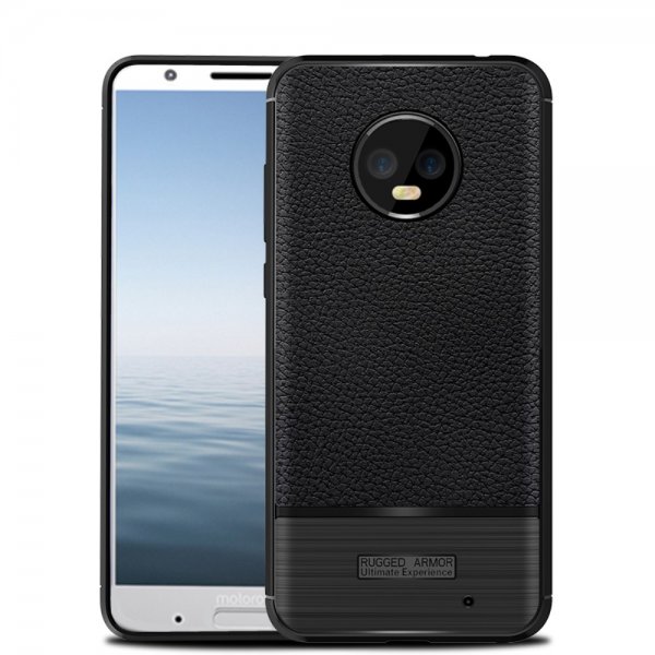 Motorola Moto G6 Plus MobilSuojakuori TPU-materiaali-materiaali Litchi Musta