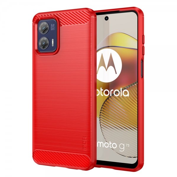 Motorola Moto G73 5G Kuori Harjattu Hiilikuiturakenne Punainen
