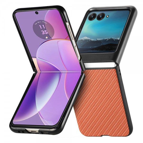 Motorola Razr 40 Ultra Kuori Hiilikuiturakenne Ruskea