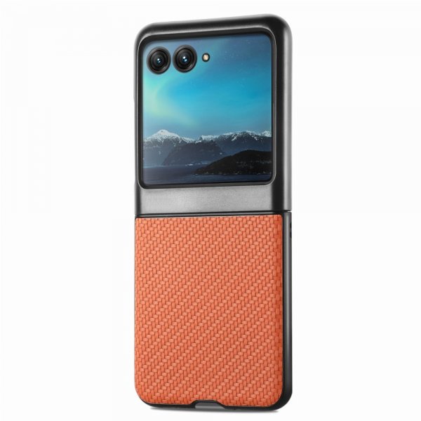 Motorola Razr 40 Ultra Kuori Hiilikuiturakenne Ruskea