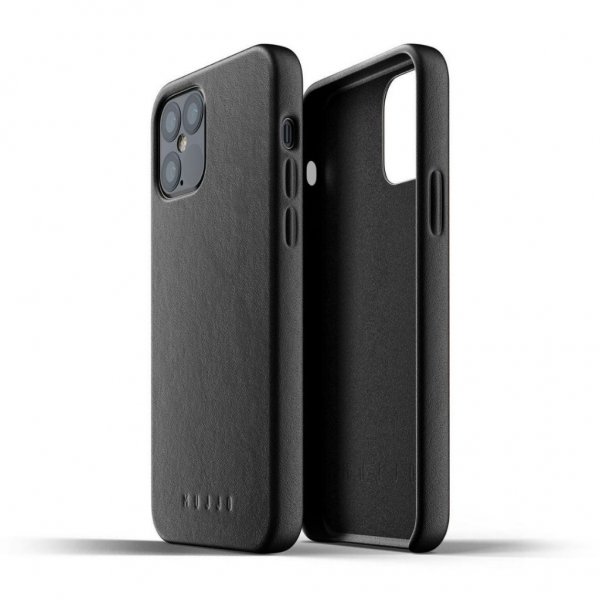 iPhone 12/iPhone 12 Pro Kuori Full Leather Case Musta