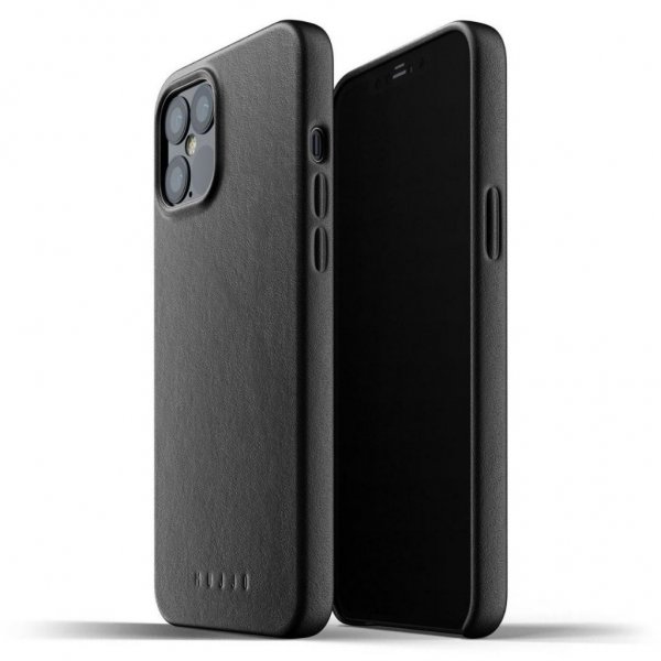 iPhone 12 Pro Max Kuori Full Leather Case Musta
