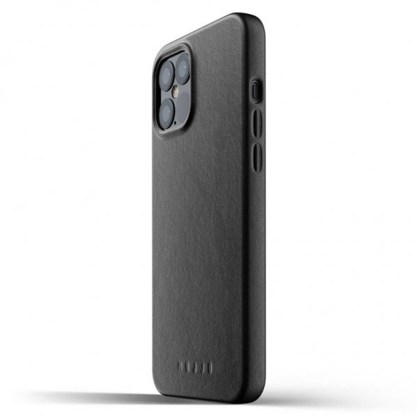 iPhone 12 Pro Max Kuori Full Leather Case Musta