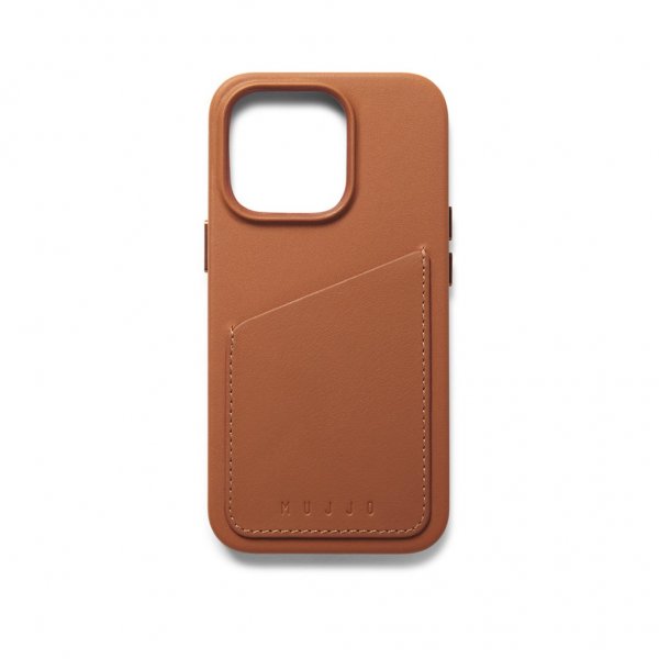 iPhone 14 Pro Kuori Full Leather Wallet Case Tan