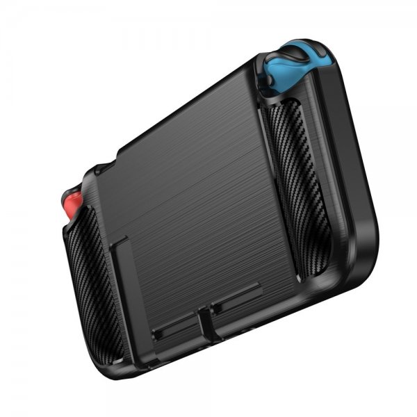 Nintendo Switch kotelon harjatusta hiilikuidusta valmistettu pinta musta