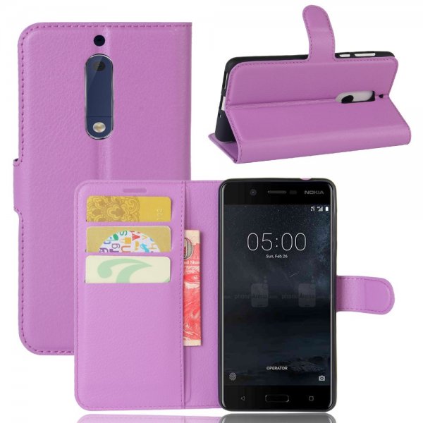 Nokia 5 Suojakotelo PU-nahka Litchi Violetti