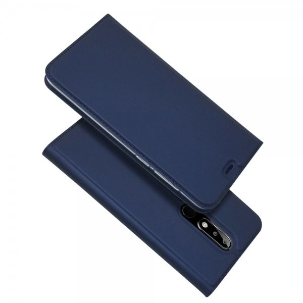 Nokia 5.1 Plus Kotelo Flip Case PU-nahka Korttitasku Sininen