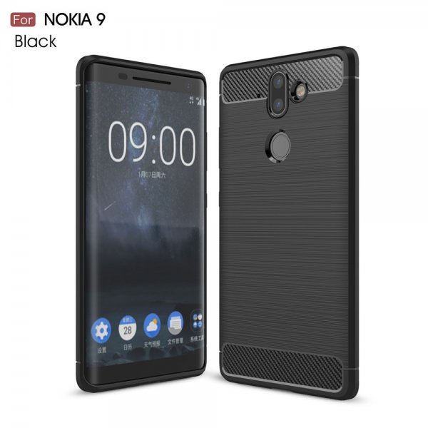 Nokia 8 Sirocco Kuori Harjattu ja Hiilikuitu Design Musta