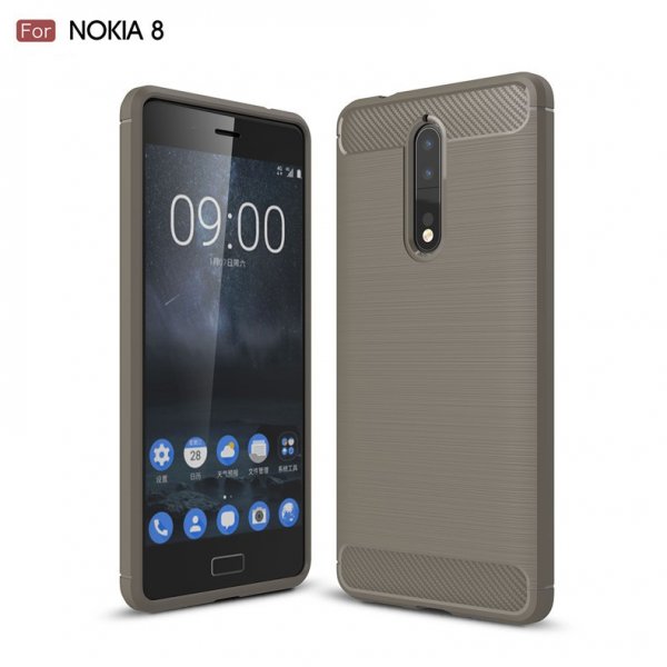 Nokia 8 Suojakuori Hiilikuiturakenne Harmaa