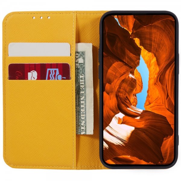 Nokia G42 Kotelo Korttitaskulla Flip Keltainen