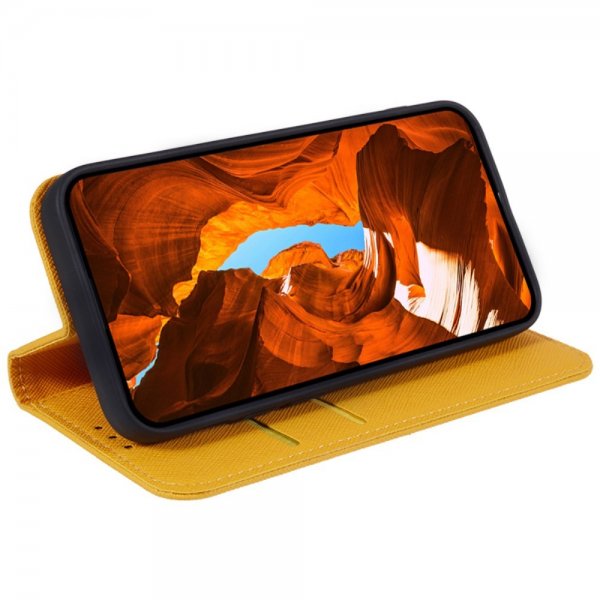 Nokia G42 Kotelo Korttitaskulla Flip Keltainen