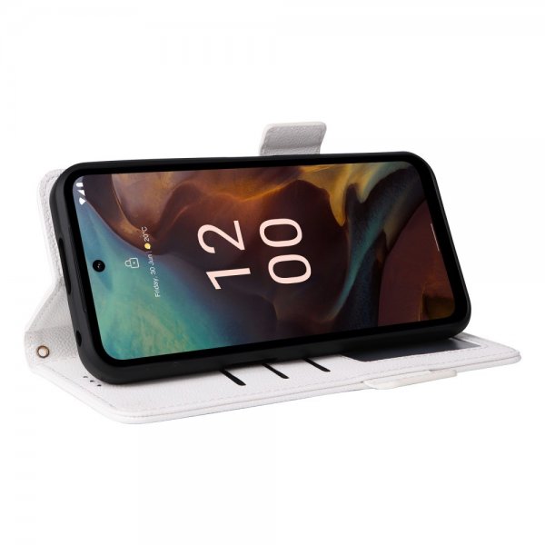 Nokia XR21 Kotelo Litchi Valkoinen