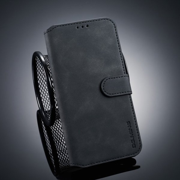 OnePlus 6T Kotelo Retro PU-nahka Musta