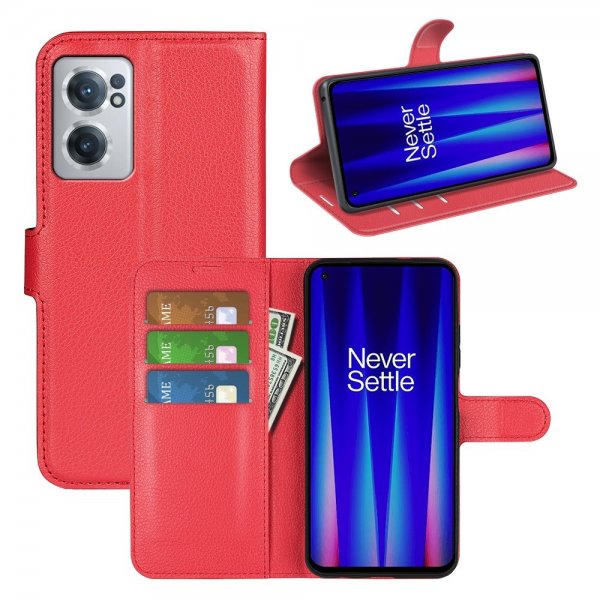 OnePlus Nord CE 2 5G Kotelo Litchi Punainen