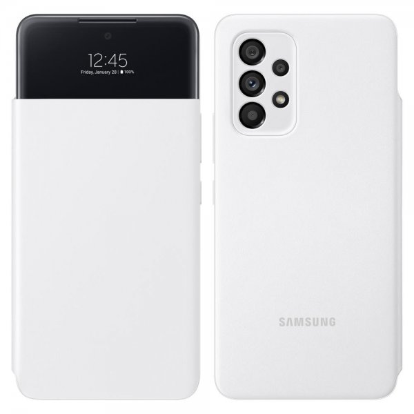 Original Galaxy A53 5G Kotelo Smart S View Wallet Cover Valkoinen