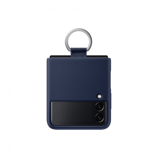 Original Galaxy Z Flip 3 Kuori Silicone Cover with Ring Navy