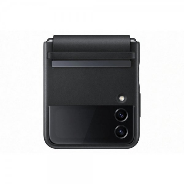 Original Galaxy Z Flip 4 Kuori Flap Leather Cover Musta