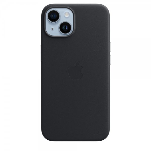 Original iPhone 14 Plus Kuori Leather Case MagSafe Keskiyö