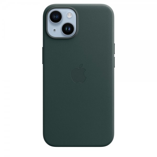 Original iPhone 14 Plus Kuori Leather Case MagSafe Metsänvihreä