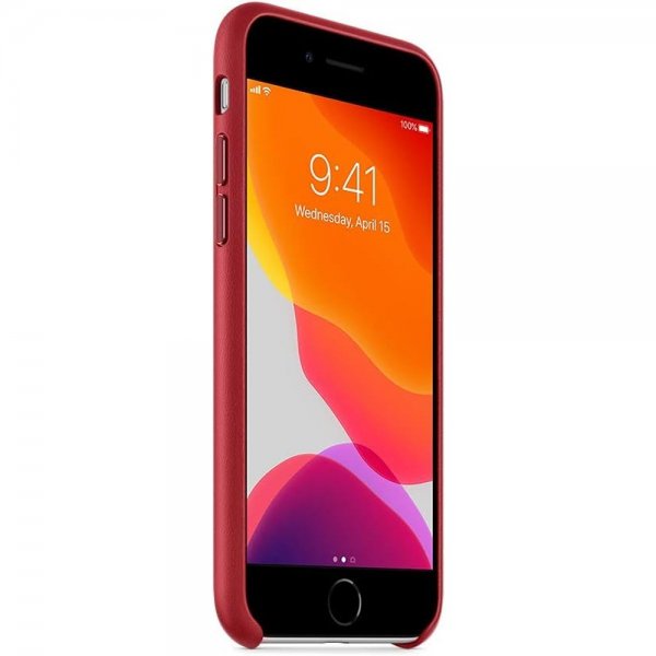 Original iPhone 7/8/SE Kuori Leather Case Punainen