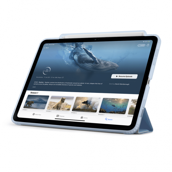 iPad Air 11 (M2/M3) Kotelo Origami No3 Pencil Case Vaaleansininen