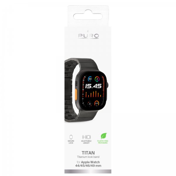 Apple Watch 44/45/46mm/Ultra 49mm Ranneke Titan Musta