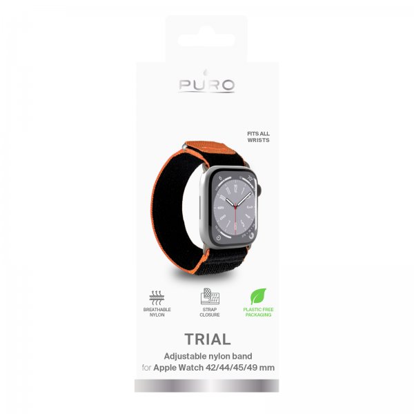 Apple Watch 44/45/46mm/Ultra 49mm Ranneke Trial Loop Musta