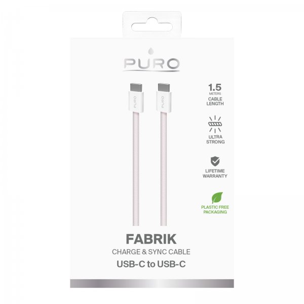 Kaapeli Fabrik 2.0 60W USB-C/USB-C 1.5m Vaaleanpunainen