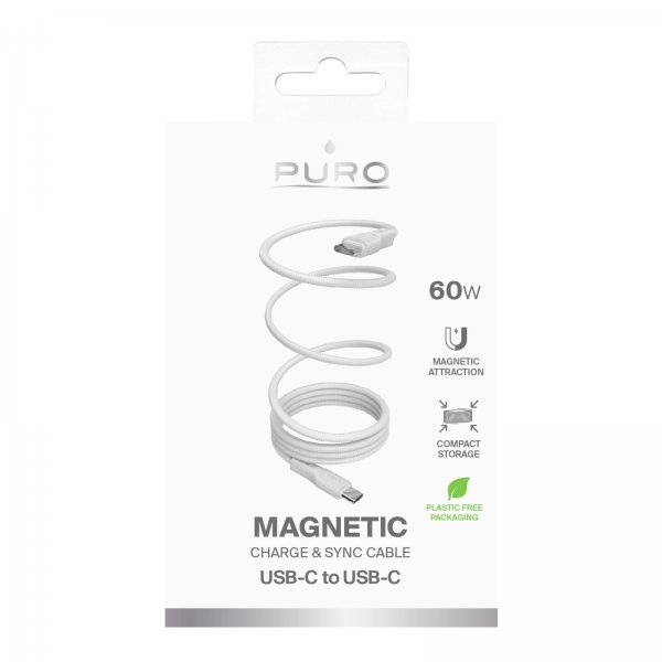 Kaapeli Magnetic USB-C to USB-C 1m Valkoinen