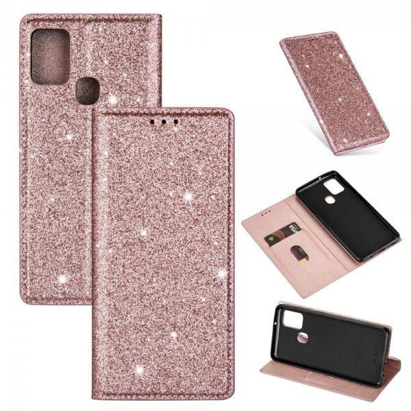 Samsung Galaxy A21s Suojakotelo Glitter Ruusukulta
