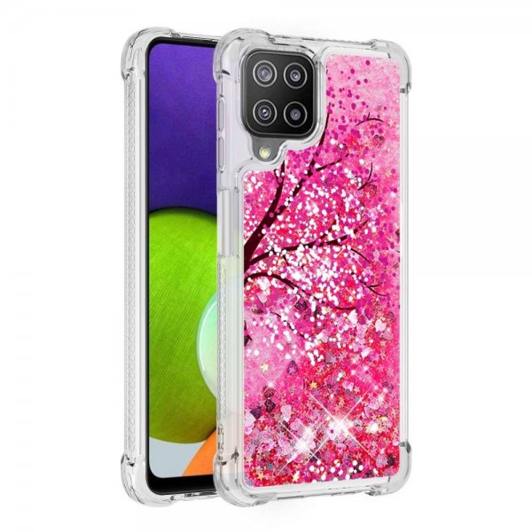Samsung Galaxy A22 4G Kuori Nestemäinen Kimalle Motiivit kirsikankukka