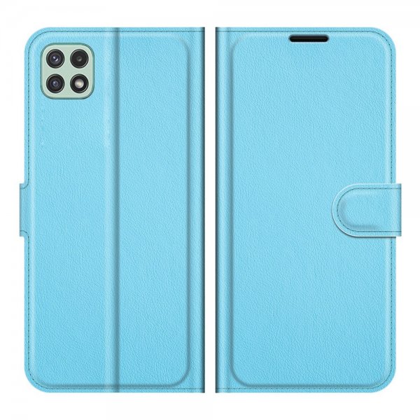Samsung Galaxy A22 5G Kotelo Litchi Sininen