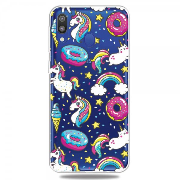 Samsung Galaxy A40 Suojakuori Motiv Enhörningar och Donuts