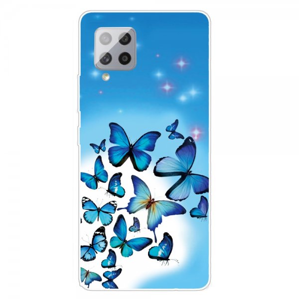 Samsung Galaxy A42 5G Suojakuori Aihe Sininen Perhosia