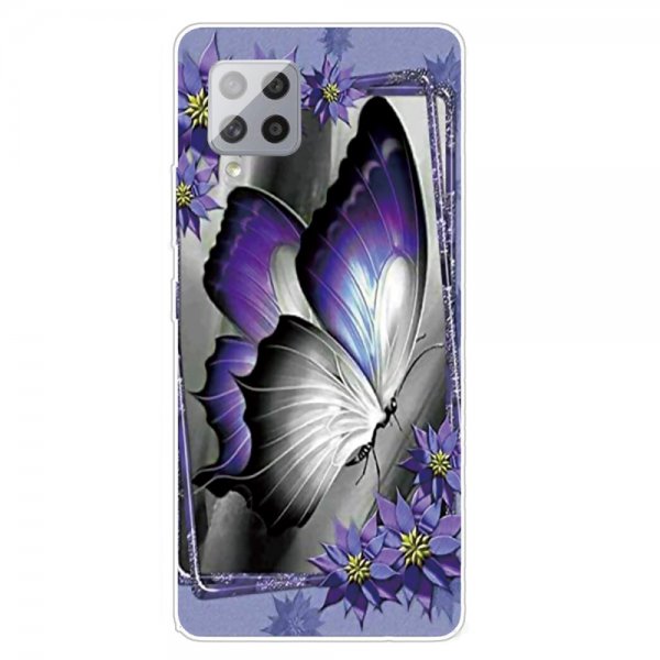 Samsung Galaxy A42 5G Suojakuori Aihe Violetti Perhosia