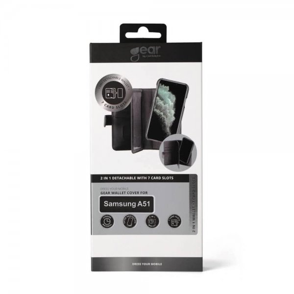 Samsung Galaxy A51 Suojakotelo 7 Korttitaskuja Löstagbart Kuori Musta