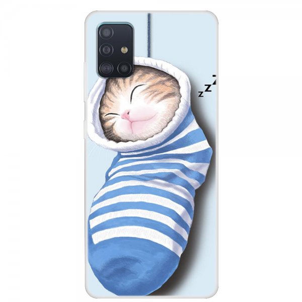 Samsung Galaxy A51 Suojakuori Motiv Katt i Socka