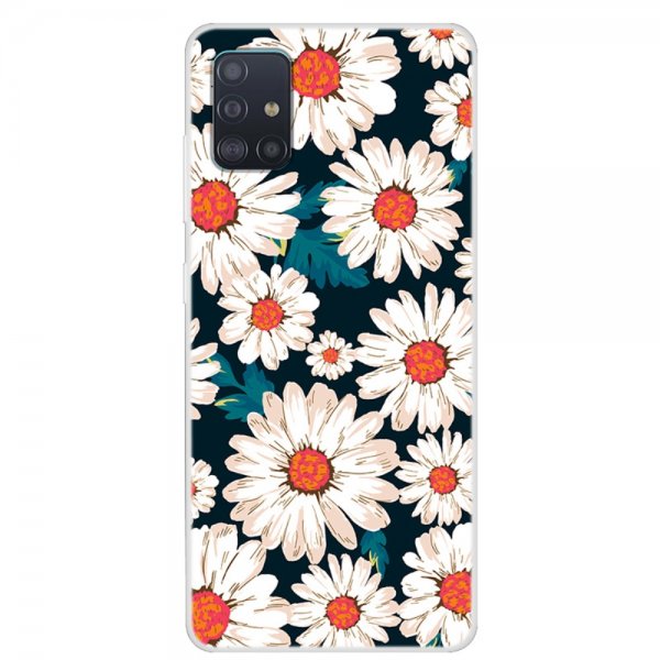 Samsung Galaxy A51 Suojakuori Motiv Valkoinena Blommor