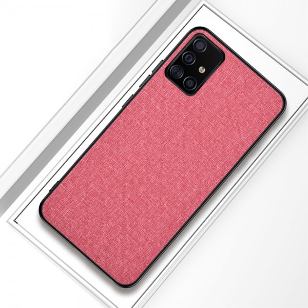 Samsung Galaxy A51 Kuori KangasRakenne Vaaleanpunainen