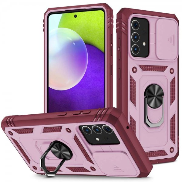 Samsung Galaxy A52/A52s 5G Kuori Kameran suojaus Telinetoiminto Vaaleanpunainen