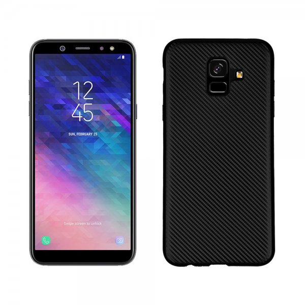 Samsung Galaxy A6 2018 MobilSuojakuori Hiilikuiturakenne Musta