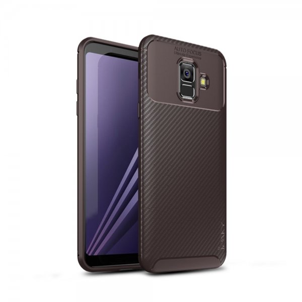 Samsung Galaxy A6 2018 MobilSuojakuori TPU-materiaali-materiaali Hiilikuiturakenne Ruskea